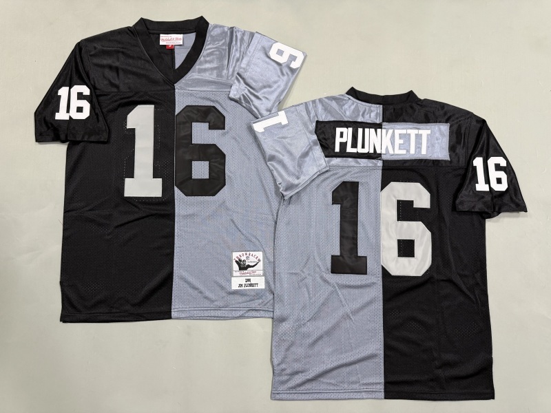 Men 2025 Nike Oakland Raiders #16 Plunkett black grey Throwback Limited NFL Jersey style 001->oakland raiders->NFL Jersey